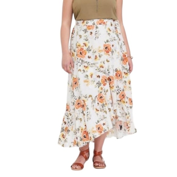 torrid Dresses & Skirts - Torrid skirt size 1X floral high / low hem ruffle hem boho prairie cottagecore
